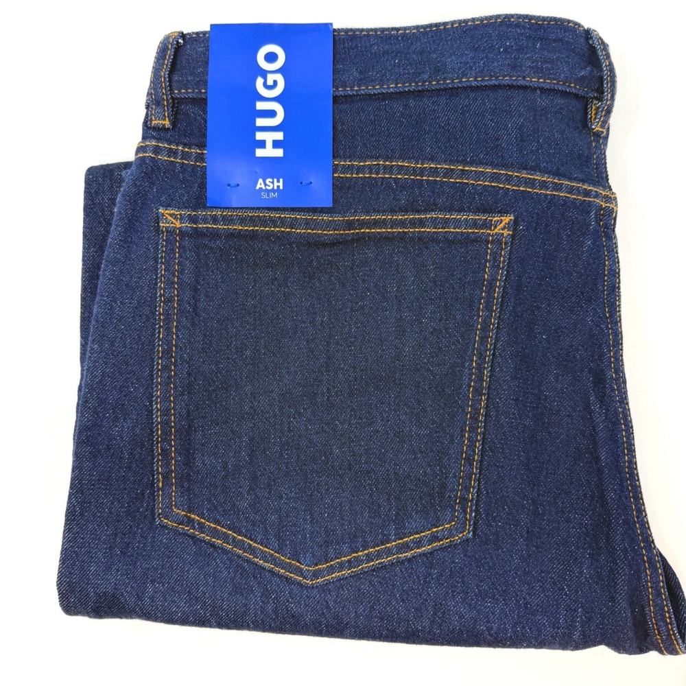 Hugo Boss Ash Slim Fit Jeans Dark Indigo Blue Mens 36x32 NEW
